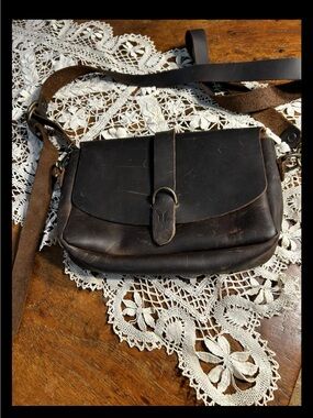 Boho Small  Leather Crossbody Handbag By Live 41 Brown Adjustable Handmade